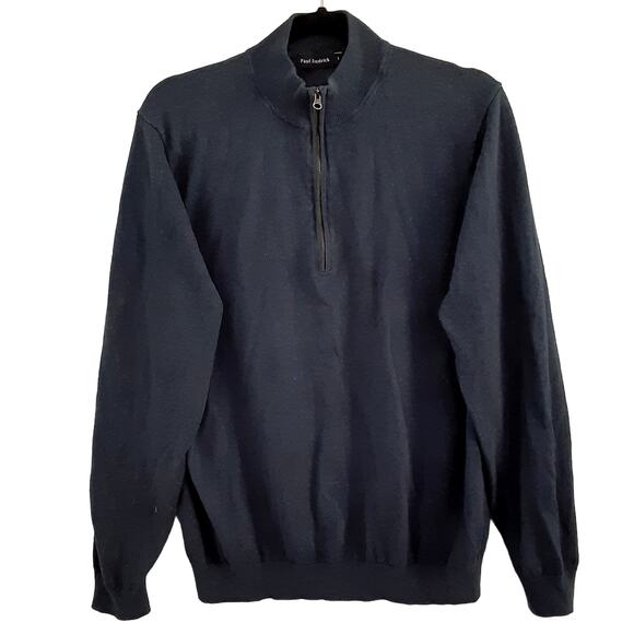 Paul Fredrick Mens L Quarter Zip Pullover Sweater Silk Cashmere Blend Luxury - Picture 1 of 9
